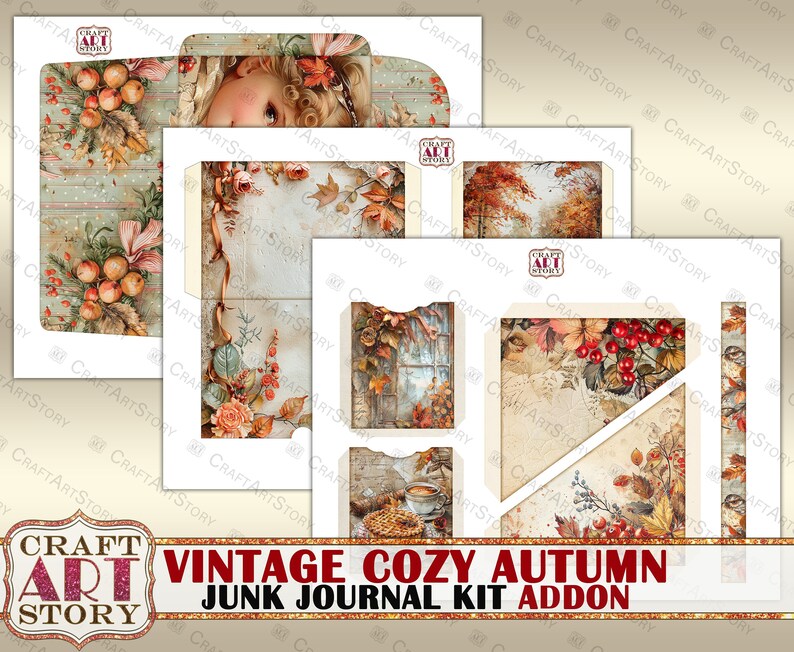 Vintage Cozy Autumn Junk Journal Pages Addon,scrapbook Printables ...
