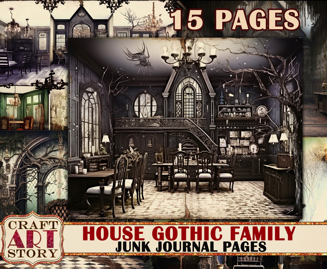 House Gothic Family Junk Journal Pages,scrapbook Printables Digital ...