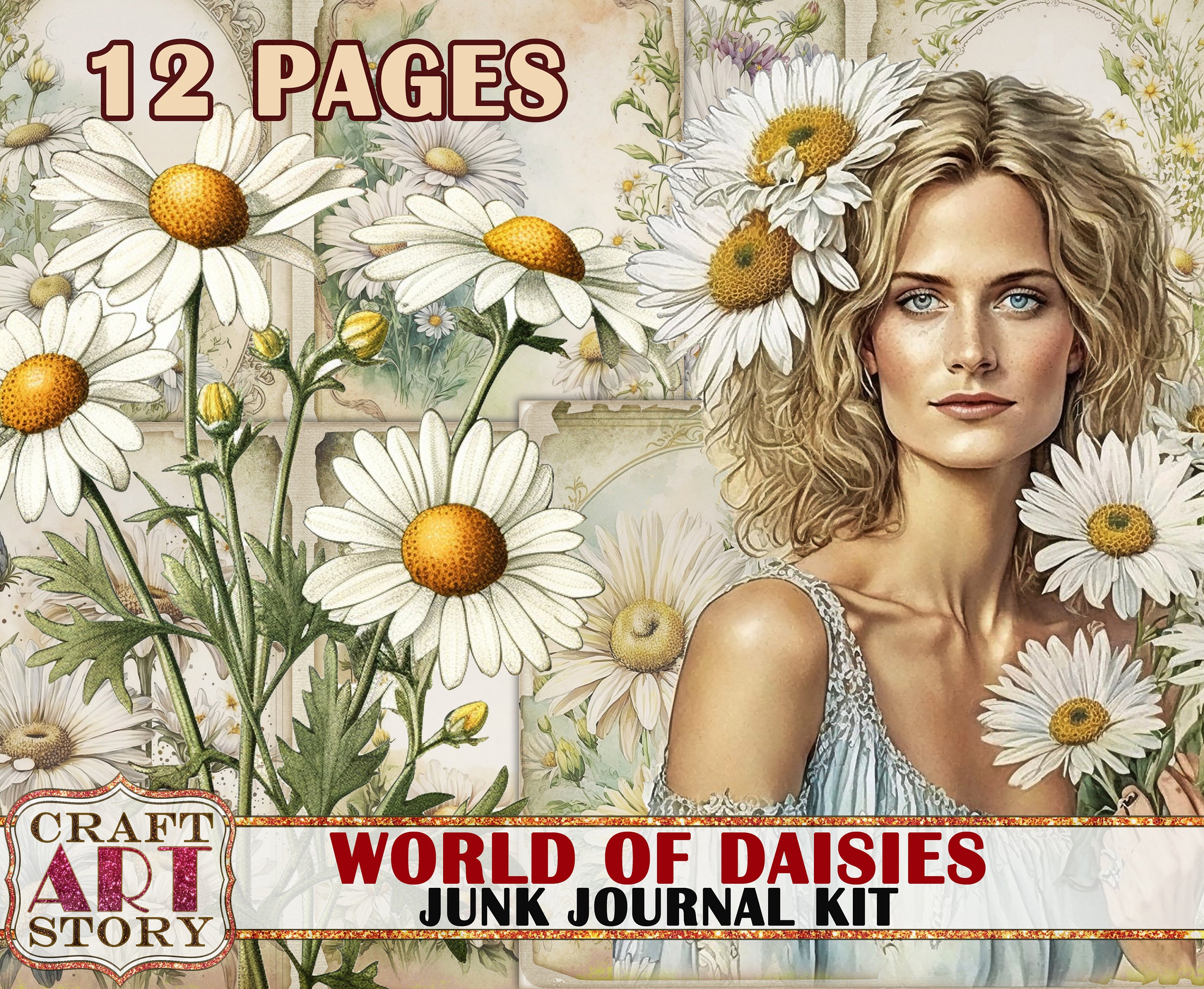 Lazy Daisy, Junk Journal Kit, Flower, Daisies, Vintage, My Porch Prints, Junk  Journal, Printable, Paper, Pages, Ephemera, Digital, Download 