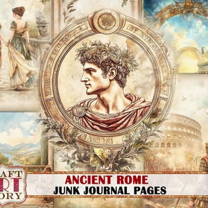 Pages de journal indésirable de la Rome antique, papiers numériques imprimables de scrapbooking