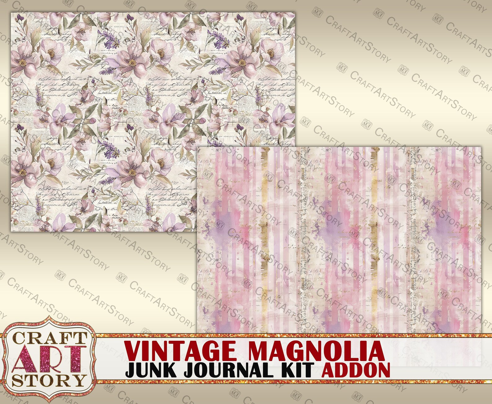 Vintage Magnolia Junk Journal Kit Addon,scrapbook Printables Digital ...