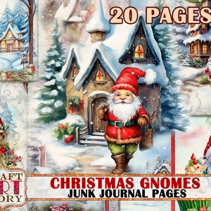 Christmas gnomes Junk Journal Pages,winter printables digital papers