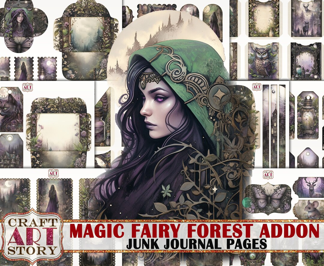 Magic Fairy Forest Junk Journal Pages Addon,fantasy Printables Digital ...