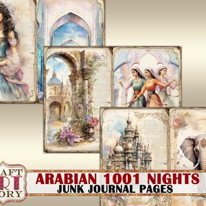 Arabian 1001 Nights Junk Journal Pages,fantasy fairy tales printables digital papers image 3