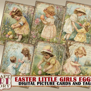 Collage di uova di Pasqua per bambine Cartoline stampabili con foto digitali