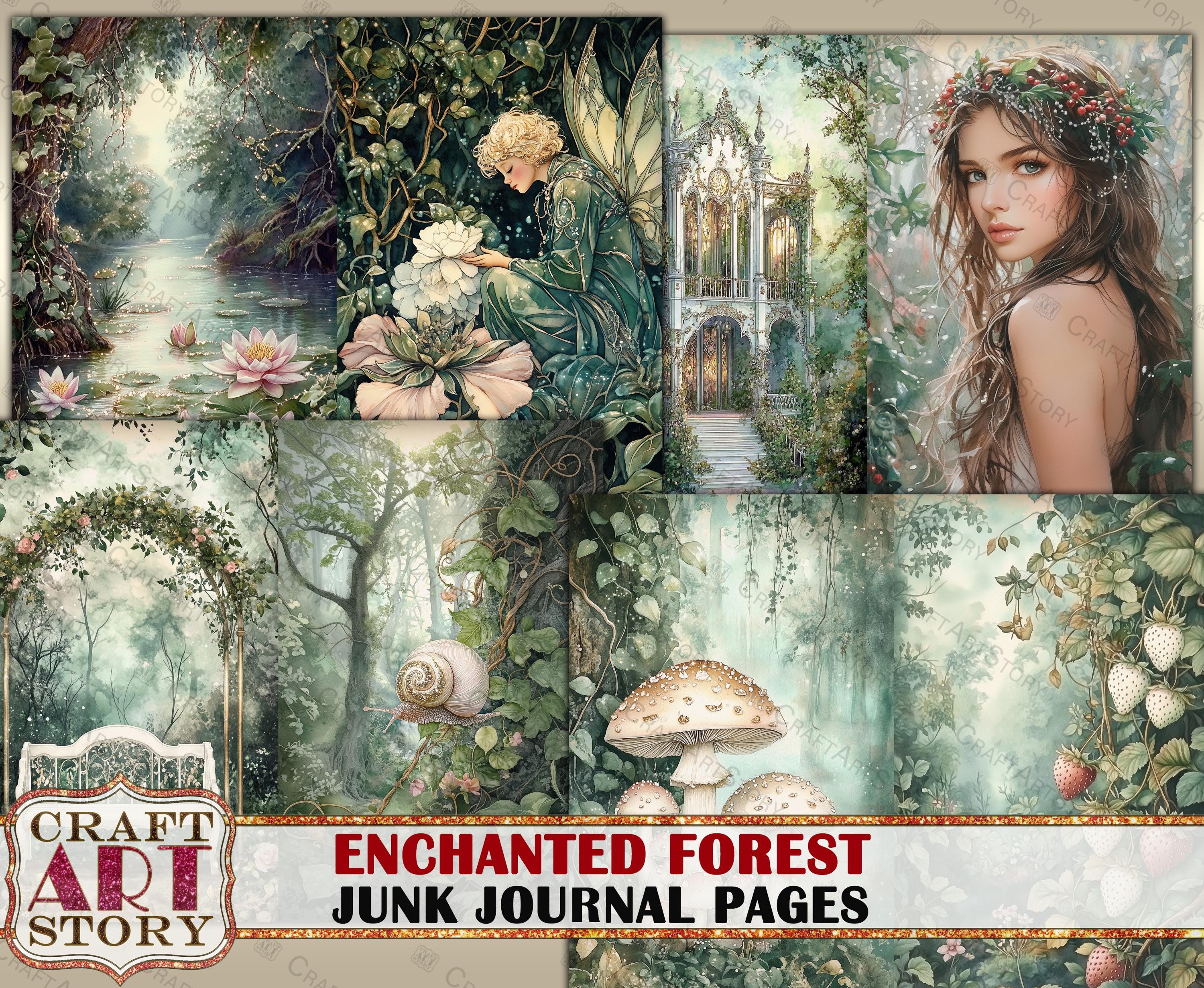 Enchanted Forest Junk Journal Pages, Fantasy Scrapbook Printables ...