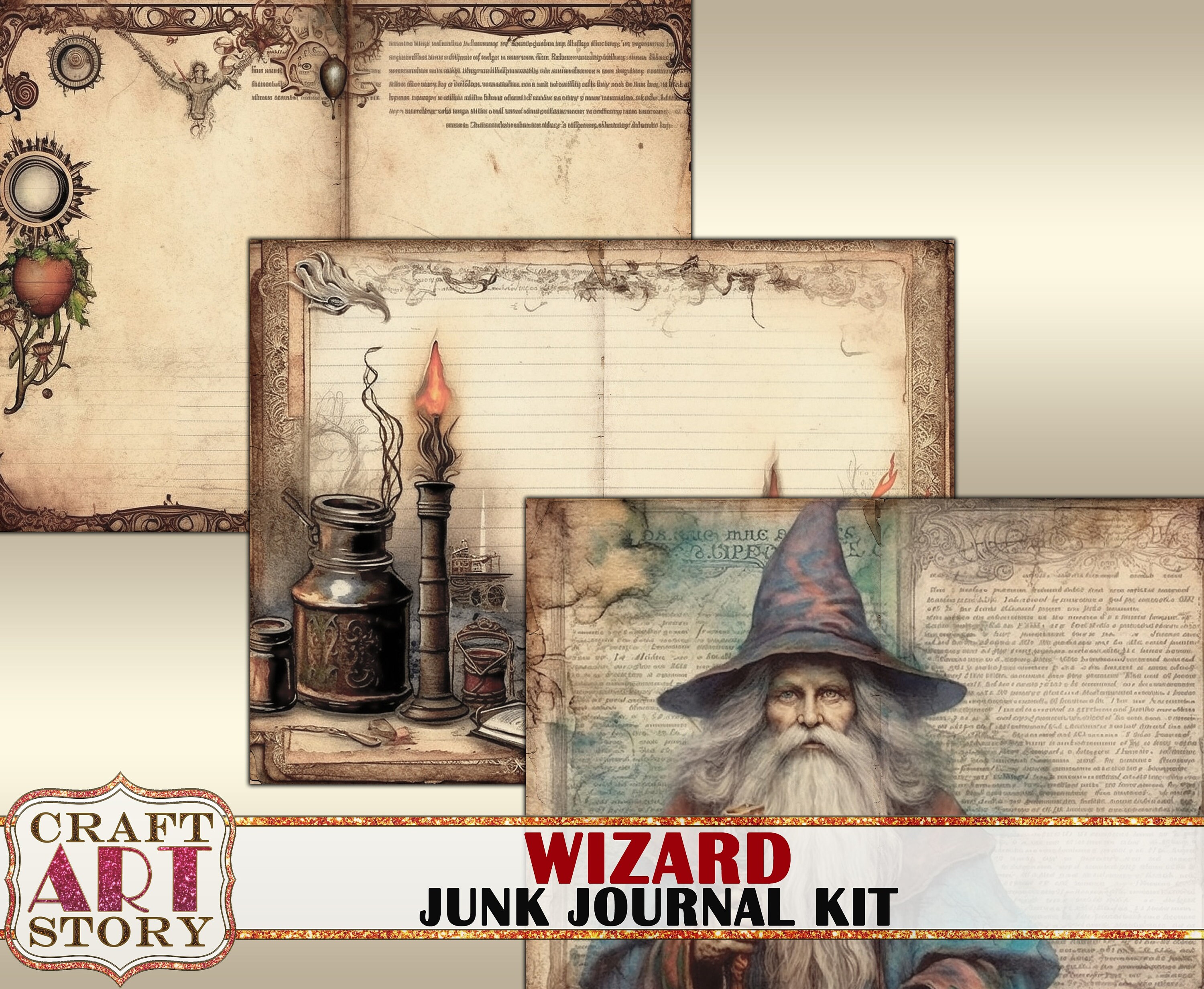 Wizards Fantasy Junk Journal Pages,printables Digital Magic Papers - Etsy