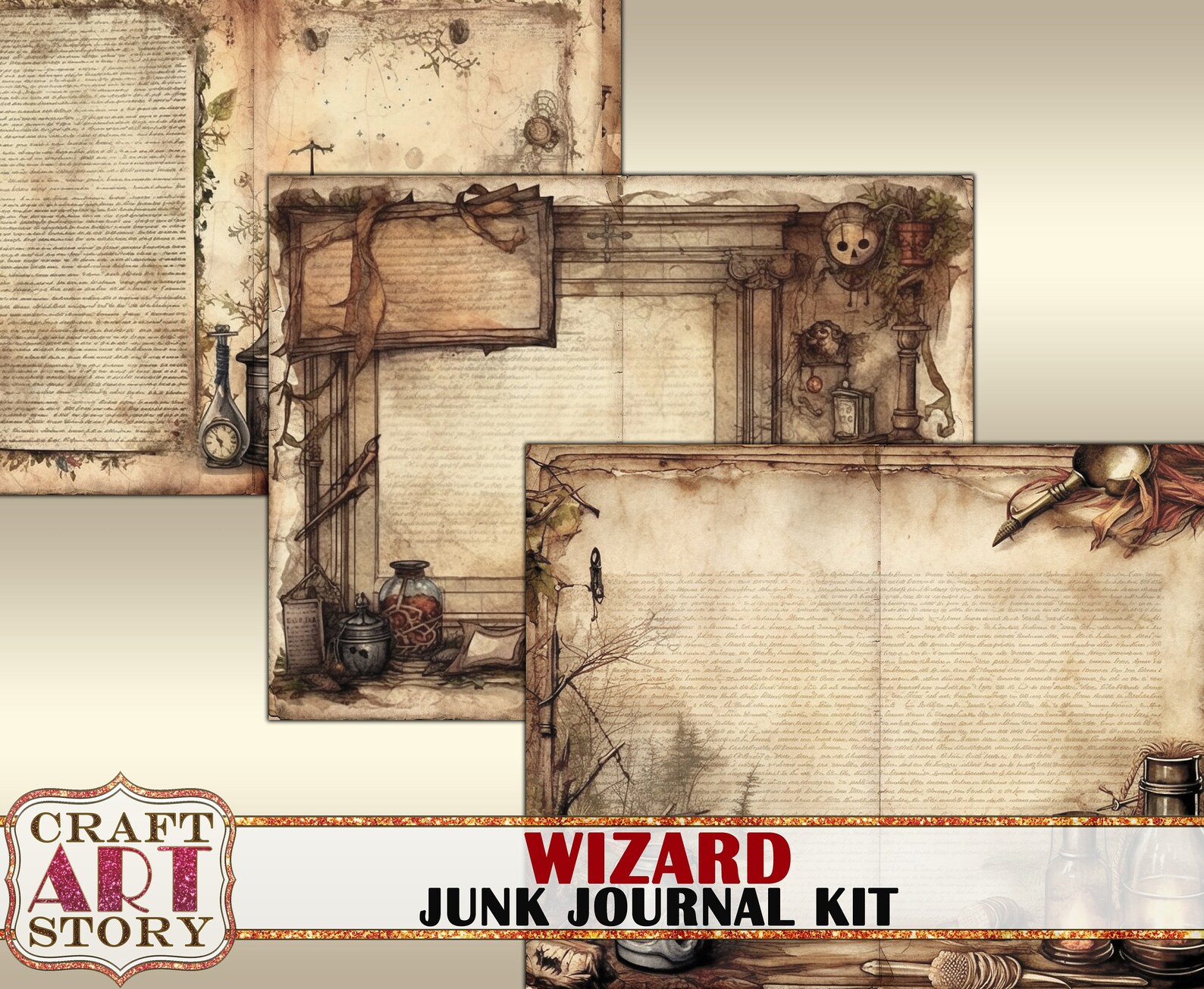 Wizards Fantasy Junk Journal Pages,printables Digital Magic Papers - Etsy