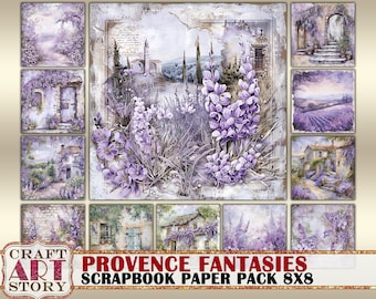 Vintage Provence journal Scrapbook Paper Pack,8x8 DIGITAL papers, paper pad