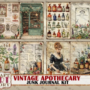 Vintage pharmacy Junk Journal Pages, apothecary printables digital papers image 3
