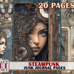 Steampunk Junk Journal Pages,scrapbook printables digital papers