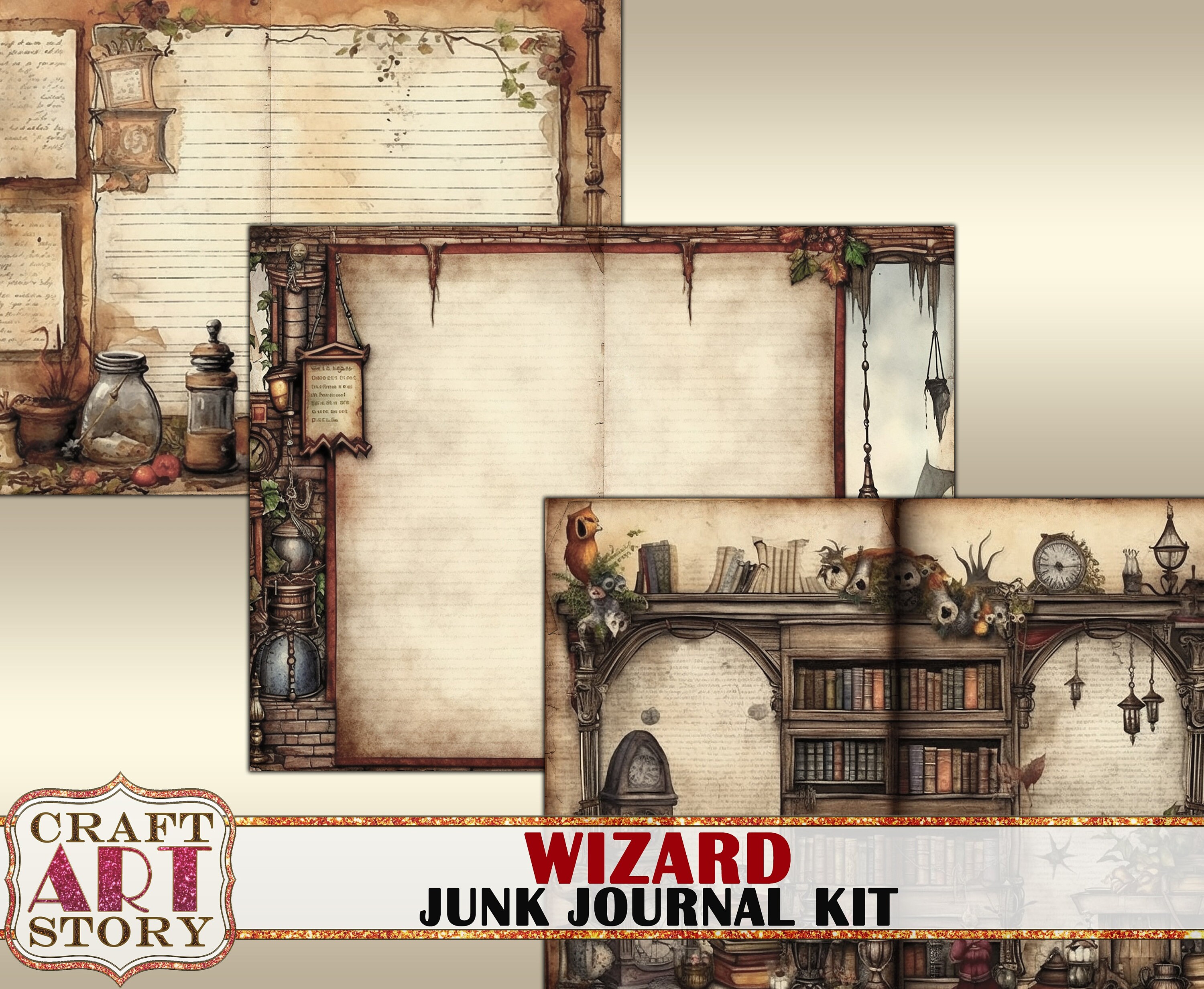 Wizards Fantasy Junk Journal Pages,printables Digital Magic Papers - Etsy