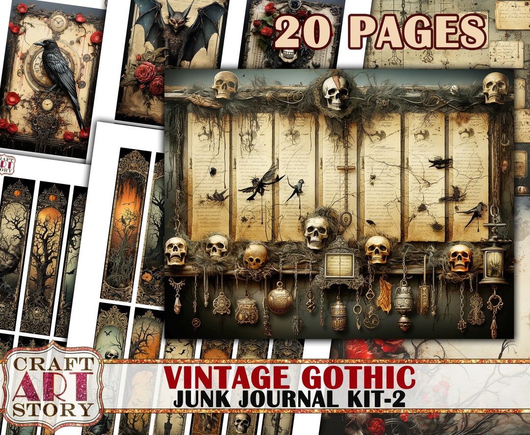 Vintage Gothic Junk Journal Kit-2,ephemera Printables Digital Papers - Etsy