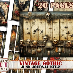 Vintage Gothic junk journal kit-2,ephemera printables digital papers