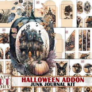 Halloween Junk Journal Pages,scrapbook printables ADDON papers