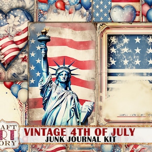 4th of Jul Junk Journal Seiten, aus Dateien zum Ausdrucken für Scrapbook