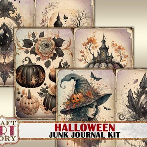 Halloween Junk Journal Pages,scrapbook Printables Digital Papers - Etsy
