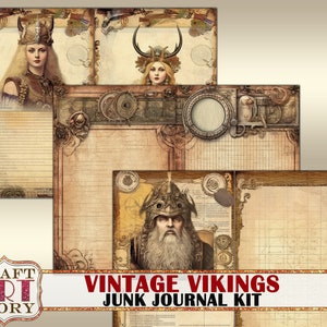 Vintage Vikings Junk Journal Pages,viking Warrior Collage Fantasy ...
