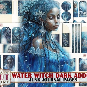 Water Witch dark  Junk Journal Pages ADDON,scrapbook printables digital papers
