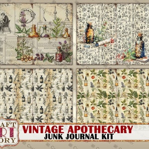 Vintage pharmacy Junk Journal Pages, apothecary printables digital papers image 7
