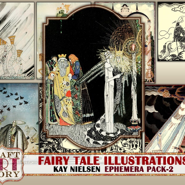 illustrations d'art de conte de fées vintage Ephemera Pack, kit imprimable Kay Nielsen-2