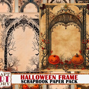 Vintage Halloween Illuminated Frame journal pages,Border,Scrapbook Paper Pack