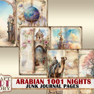 Arabian 1001 Nights Junk Journal Pages,fantasy fairy tales printables digital papers image 4