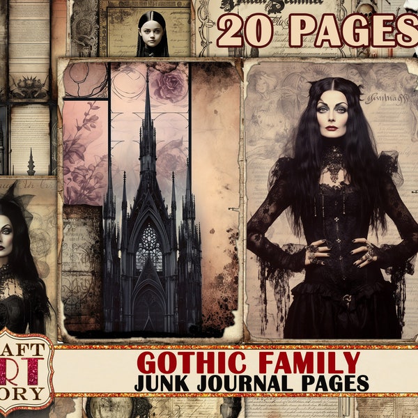 Gothic family Junk Journal Pages,scrapbook printables digital papers