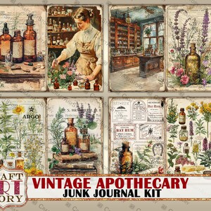 Vintage pharmacy Junk Journal Pages, apothecary printables digital papers image 6