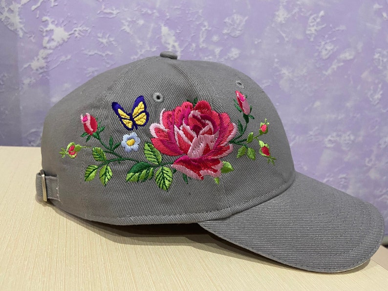 Embroidered flower ladies baseball cap gift idea