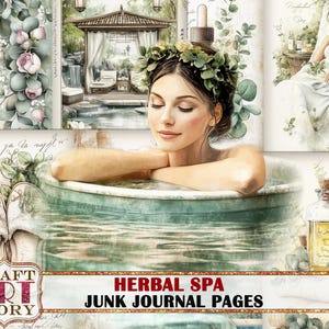 Kit de diário de fantasia de spa de ervas, papéis digitais para impressão de scrapbook