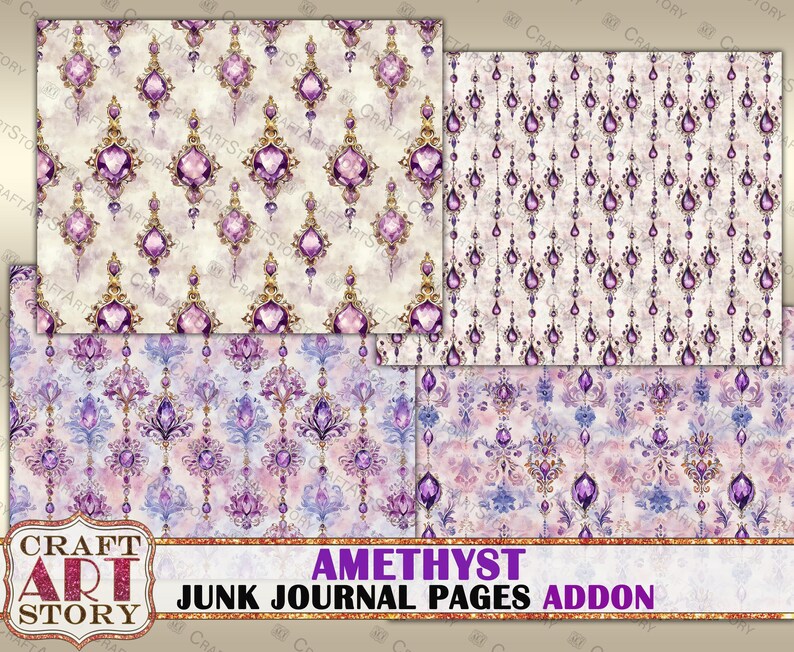 Romantic Amethyst Junk Journal Pages,fairy Amethyst Scrapbook ...