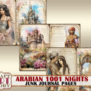 Arabian 1001 Nights Junk Journal Pages,fantasy fairy tales printables digital papers image 7