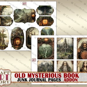 Old Mysterious Book Junk Journal Pages Addon,wizards Fantasy Printables ...