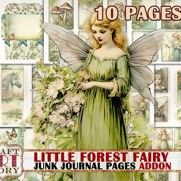 Little Forest Fairy fantasy Junk Journal Pages ADDON,fairies printables digital Forest papers