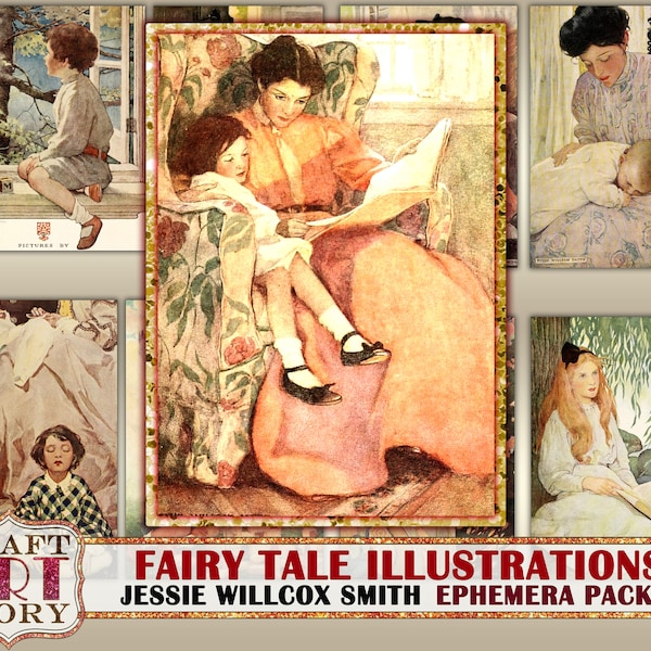 Vintage Fairy Tale art illustrations Ephemera Pack,Printable kit Jessie Willcox Smith-2