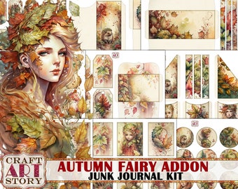 Autumn Fairy Junk Journal Pages,ADDON scrapbook printables digital papers