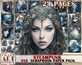 Steampunk journal Scrapbook Paper Pack,8x8 DIGITAL papers, paper pad
