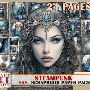 Steampunk journal Scrapbook Paper Pack,8x8 DIGITAL papers, paper pad