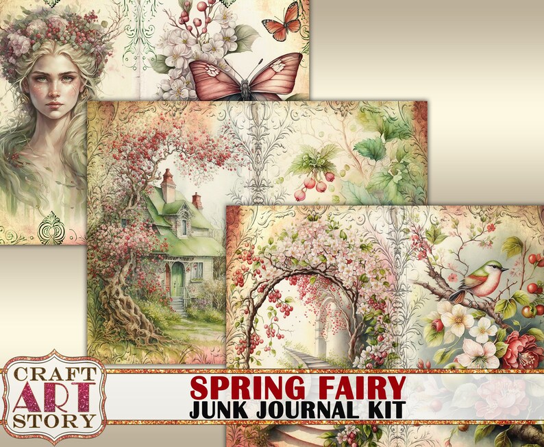 Spring Fairy Junk Journal Pages,scrapbook Printables Digital Papers - Etsy