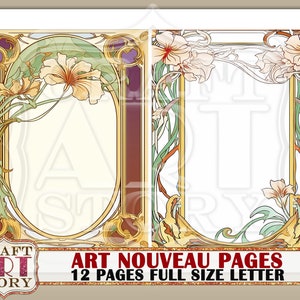 art-nouveau-frame-journal-pages-border-paper-journal-kit-etsy