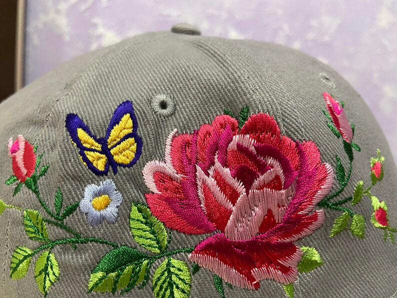 Embroidered flower ladies baseball cap gift idea