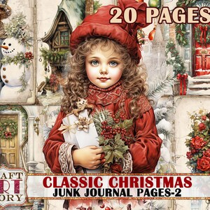Christmas Junk Journal Pages-2,winter Classic Christmas printables digital papers