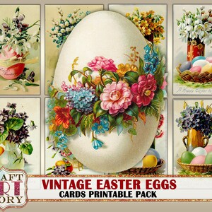 Vintage victoriano huevos de Pascua tarjetas Ephemera Pack, conjunto de tarjetas de Pascua