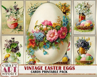 Vintage Victorian Easter Eggs cards Ephemera Pack,Easter card set