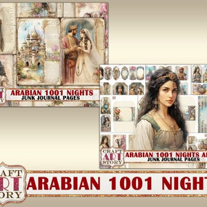 Arabian 1001 Nights Junk Journal Pages,fantasy fairy tales printables digital papers image 2