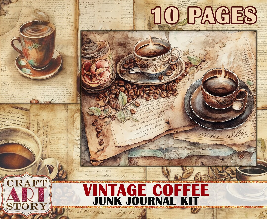Vintage Coffee Junk Journal Pages Printable,background Papers - Etsy