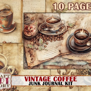 Páginas de diario basura de café vintage imprimibles, documentos de antecedentes