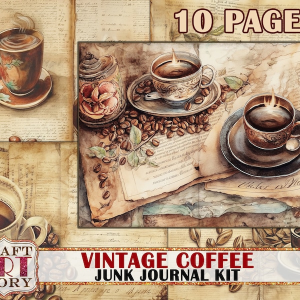 Vintage coffee Junk Journal Pages printable,background papers
