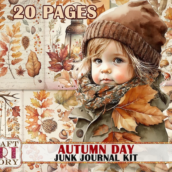 Autumn day Junk Journal Pages,scrapbook printables digital papers